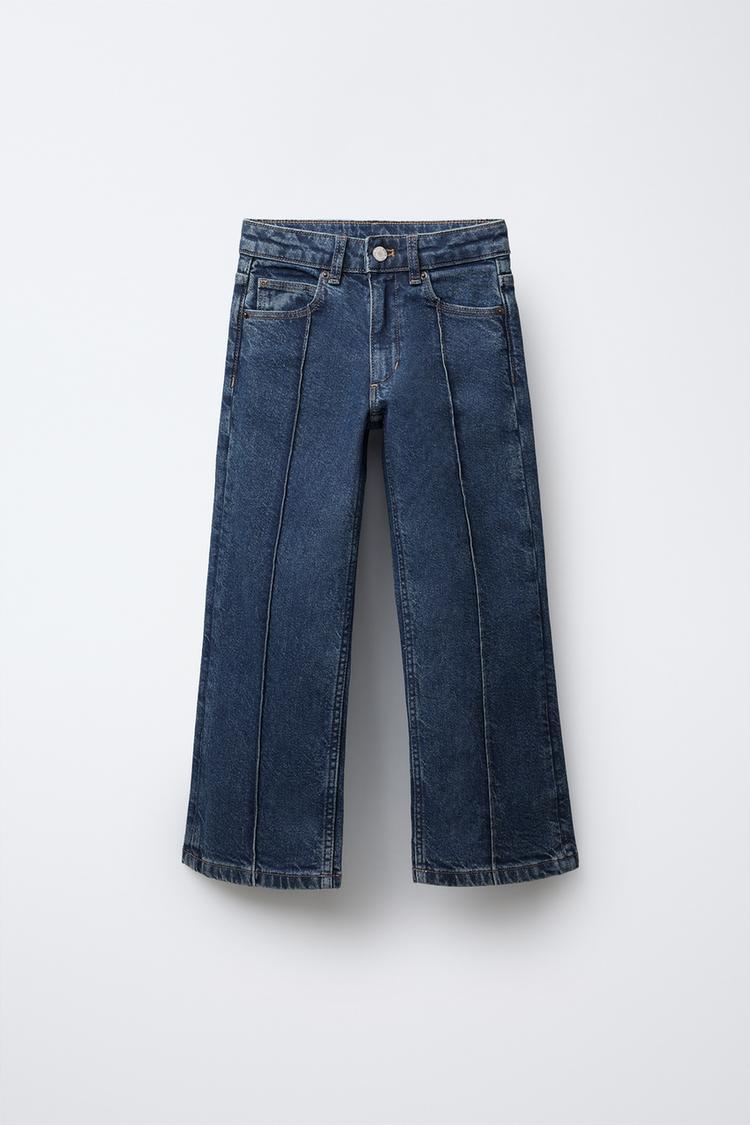 センタープレスワイドレッグデニムパンツ - ブルー | ZARA Japan / 日本