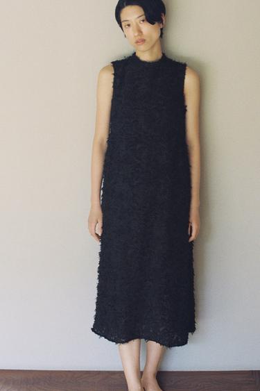 MIDI DRESS WITH FRINGE - Black by Zara