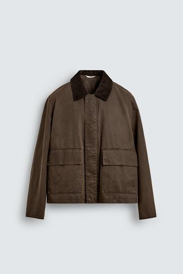 CAZADORA EFECTO ENCERADO CONTRASTE - Marrón de Zara