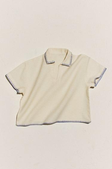 KIDS' STITCH BEACH POLO SHIRT - Cream by Zara - Image 6