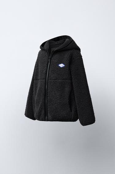 FAUX SHEARLING JACKET WITH HOOD - Dark anthracite by Zara - Image 3