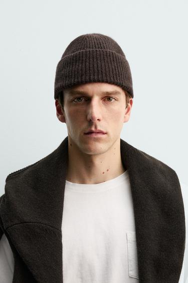 ШАПКА BEANIE 100% КАШМИР AARON LEVINE X ZARA - Кафяво от Zara – Изображение 0