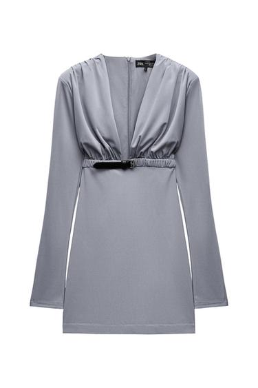 BELTED DRAPED DRESS