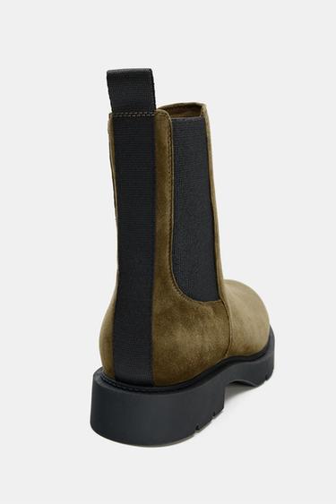 FLAT SUEDE ANKLE BOOTS - Green by Zara - Image 5
