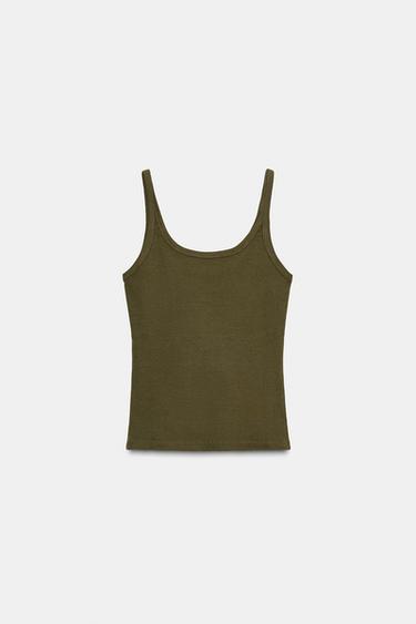 CAMISETA TIRANTES FINOS - Khaki de Zara