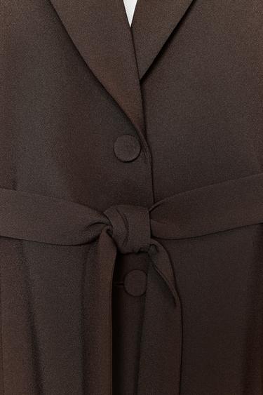 GILET LONG BANDE LATÉRALE - Marron de Zara - Image 6