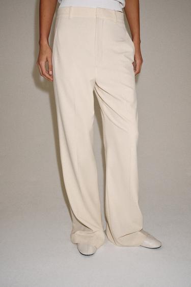 ZW COLLECTION HIGH-WAIST TROUSERS - Ecru by Zara