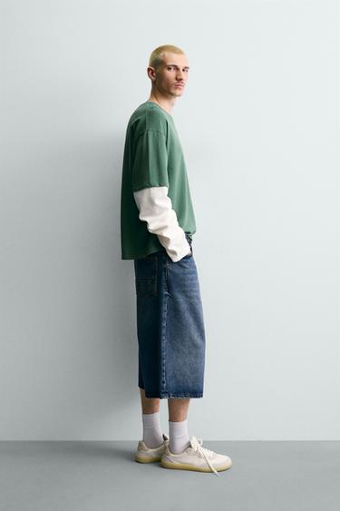 SWEAT À MANCHES DOUBLE EFFET - Vert de Zara - Image 3