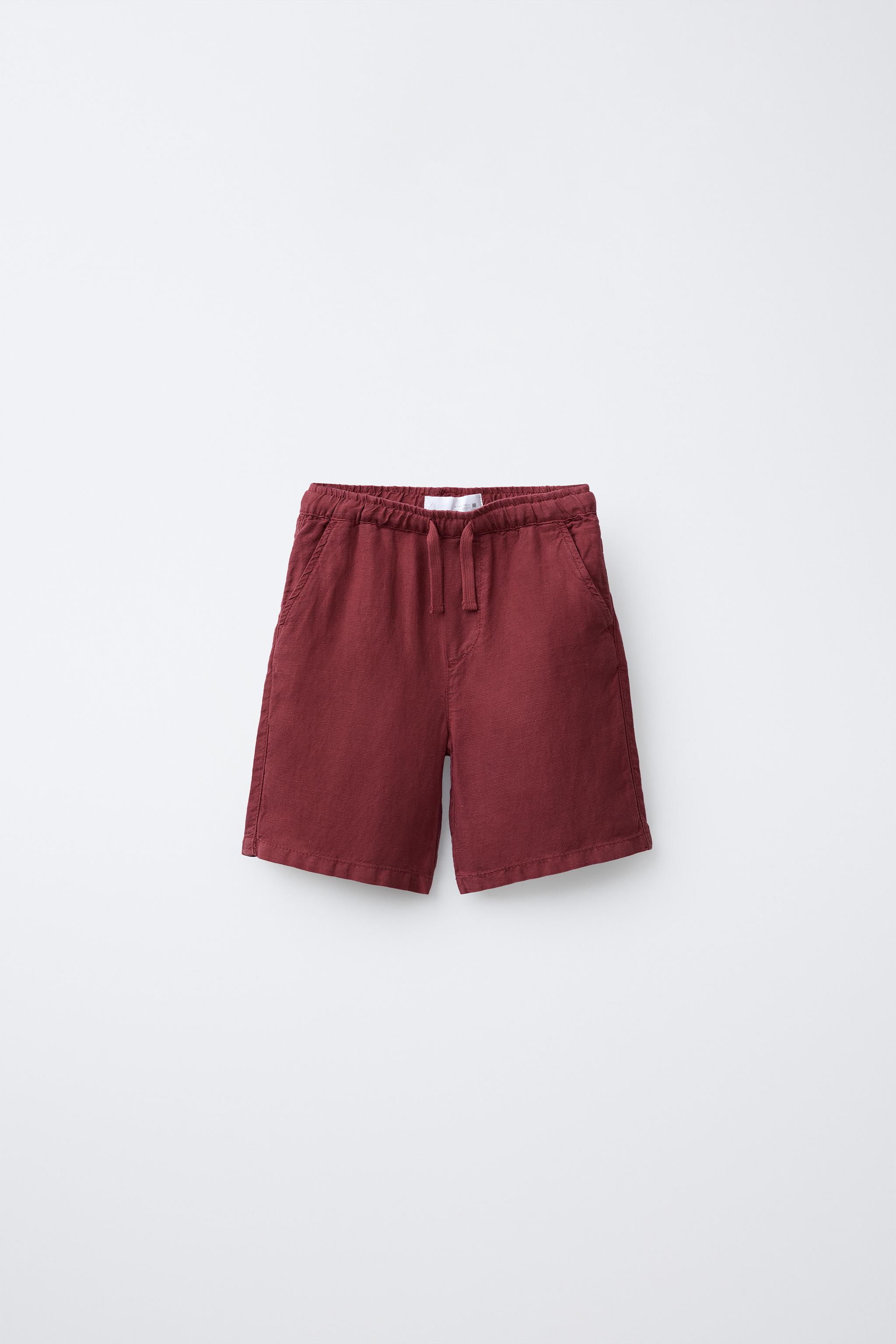LINEN BLEND SHORTS - Burgundy | ZARA United States