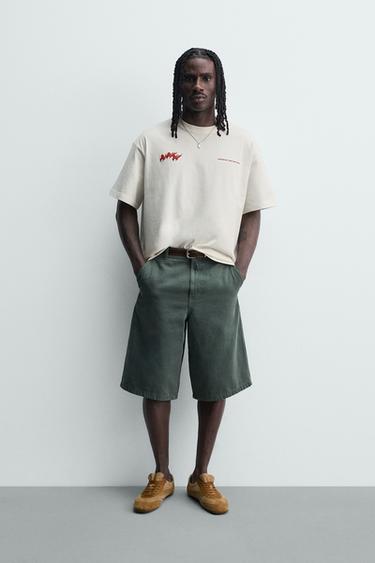 CONTRAST PRINT T-SHIRT - Oyster-white by Zara