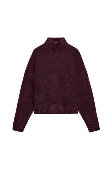 PULL EN MAILLE DOUCE À COL MONTANT - Bordeaux de Zara