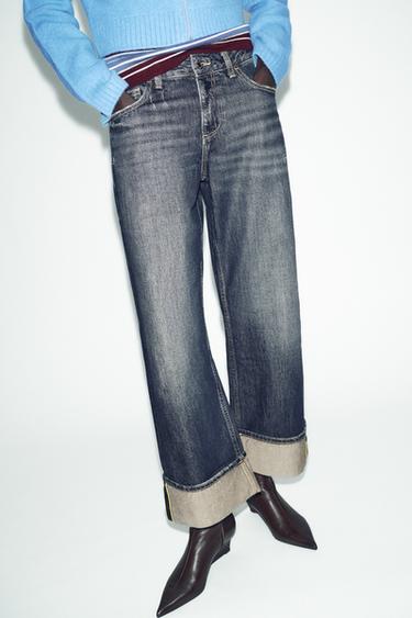 Z1975 RELAXED FIT JEANS WITH TURN-UP HEMS - Indigo by Zara