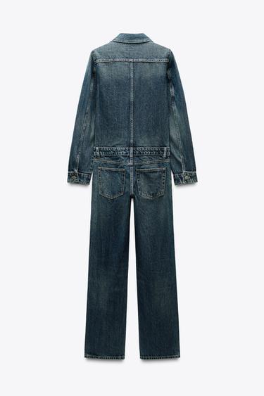 COMBINAISON LONGUE EN DENIM TRF DROITE - Indigo foncé de Zara - Image 5