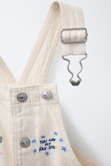 LONG EMBROIDERED TWILL DUNGAREES - Ecru by Zara - Image 2