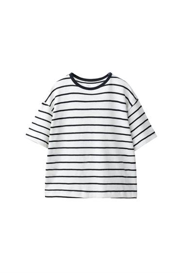 CAMISETA RAYAS LOOSE FIT - Blanco de Zara