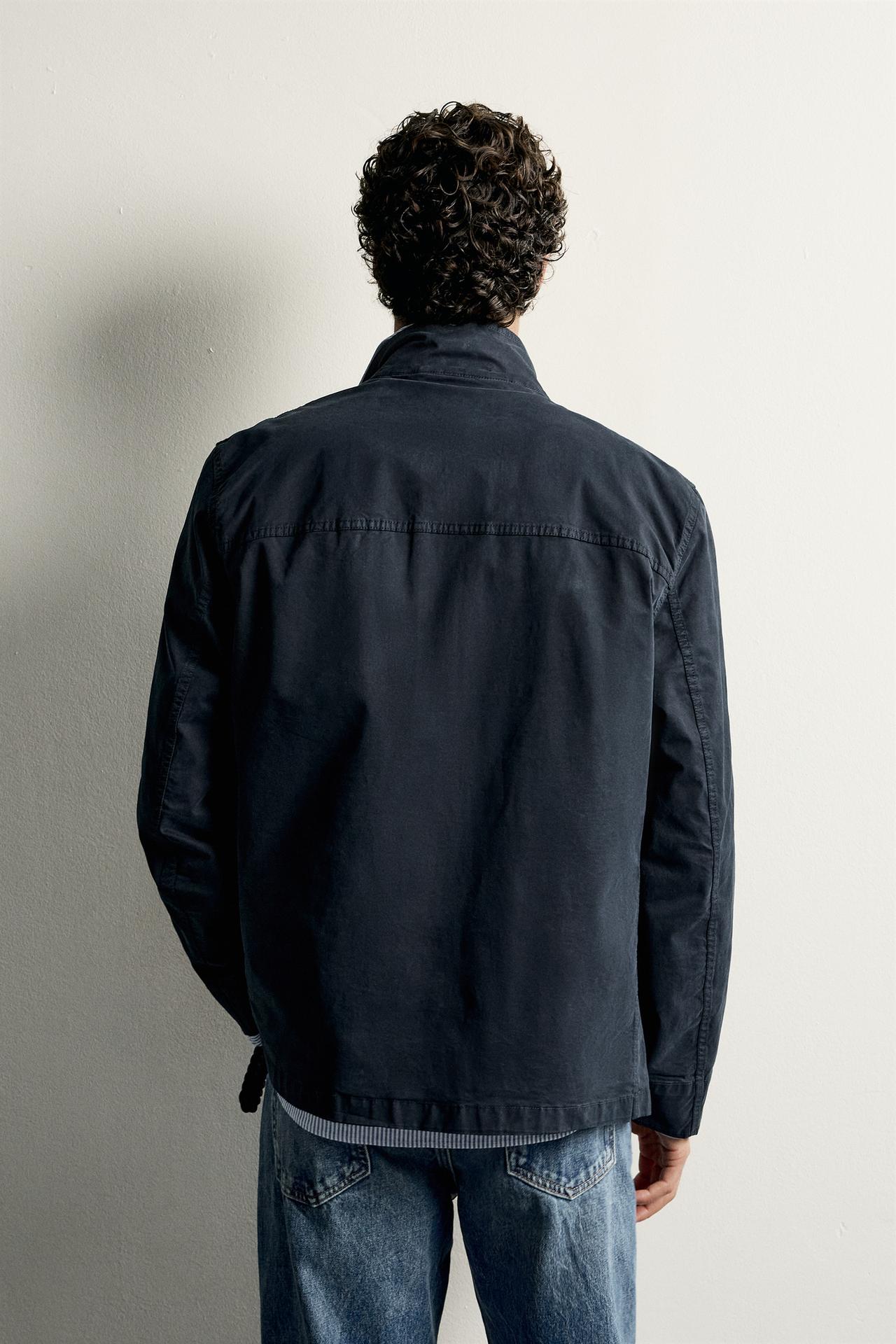 REGULAR FIT UTILITY POCKET PARKA — Navy blue