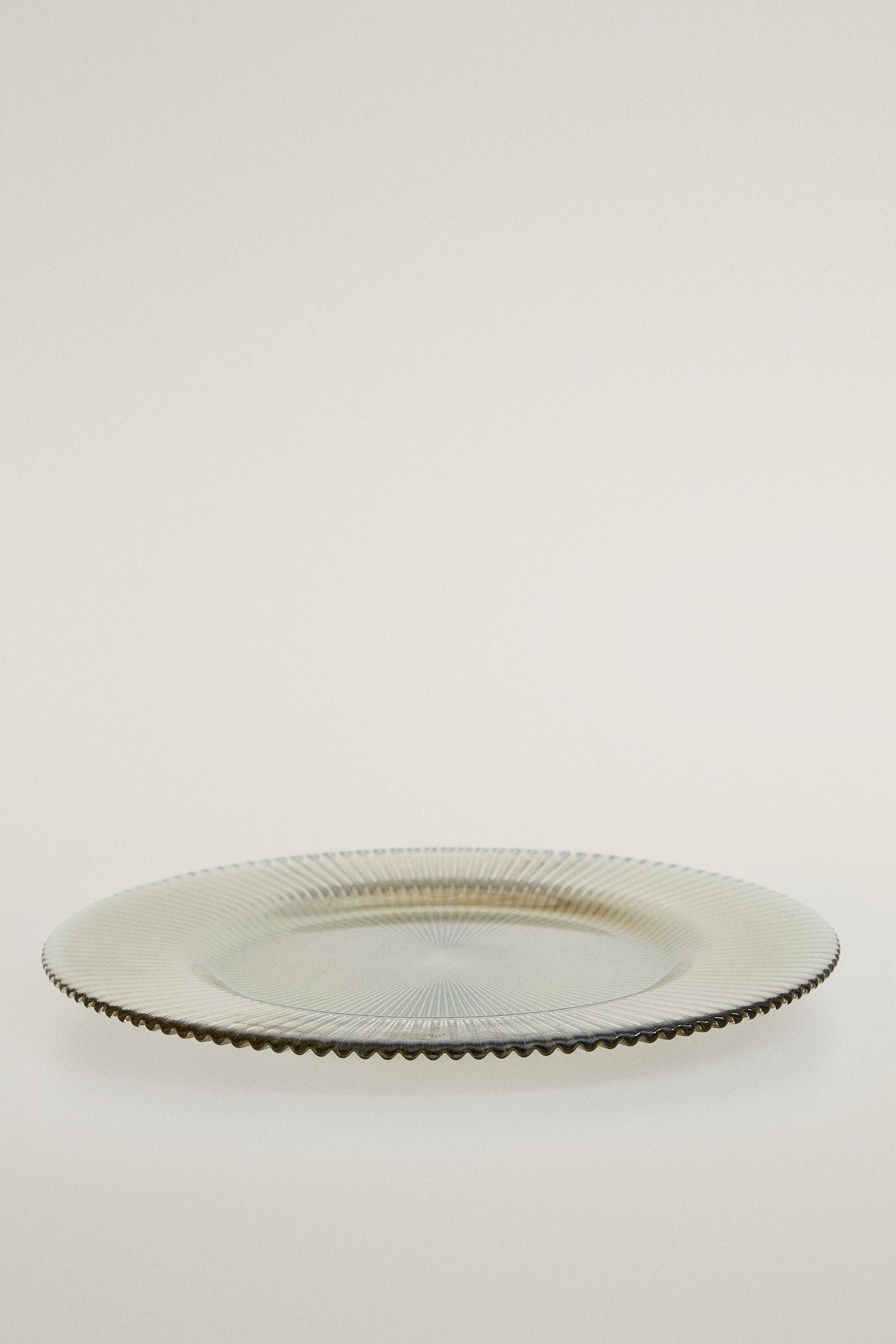 CHRISTMAS STRIPED GLASS DESSERT PLATE