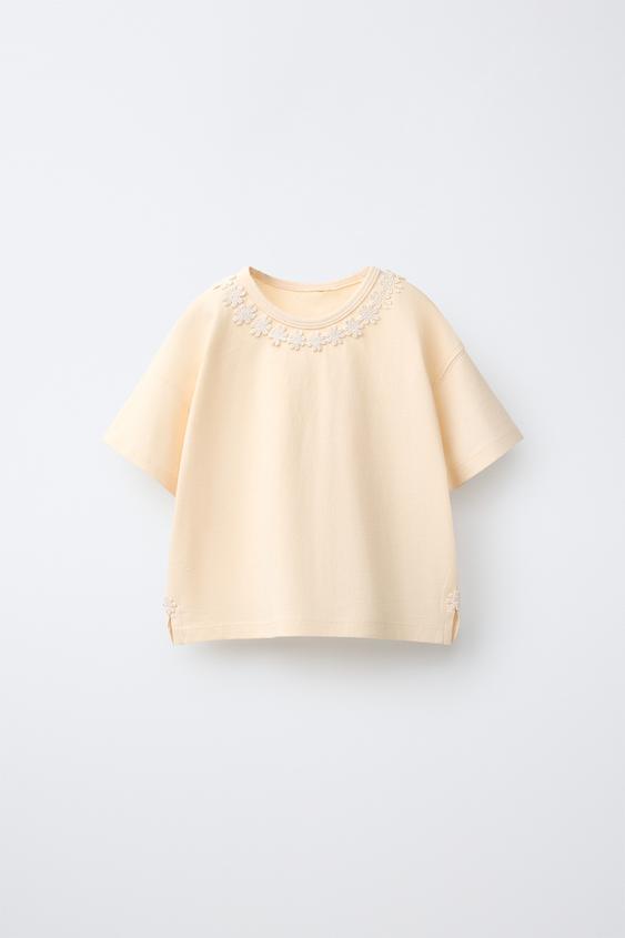 DAISY LACE T-SHIRT - Mid-ecru by Zara - Image 0