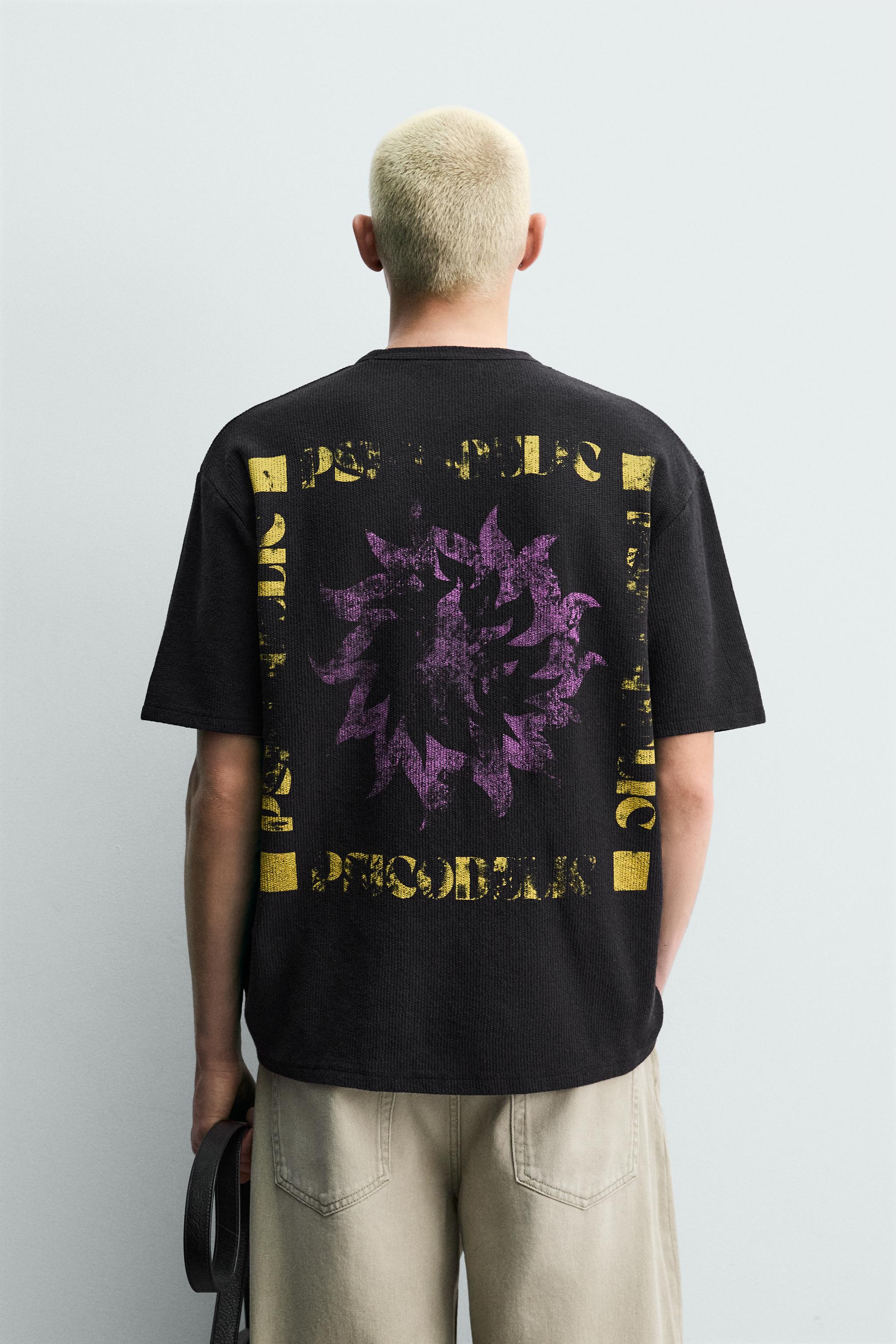 WASHED KNIT PRINTED T-SHIRT - Black | ZARA United States