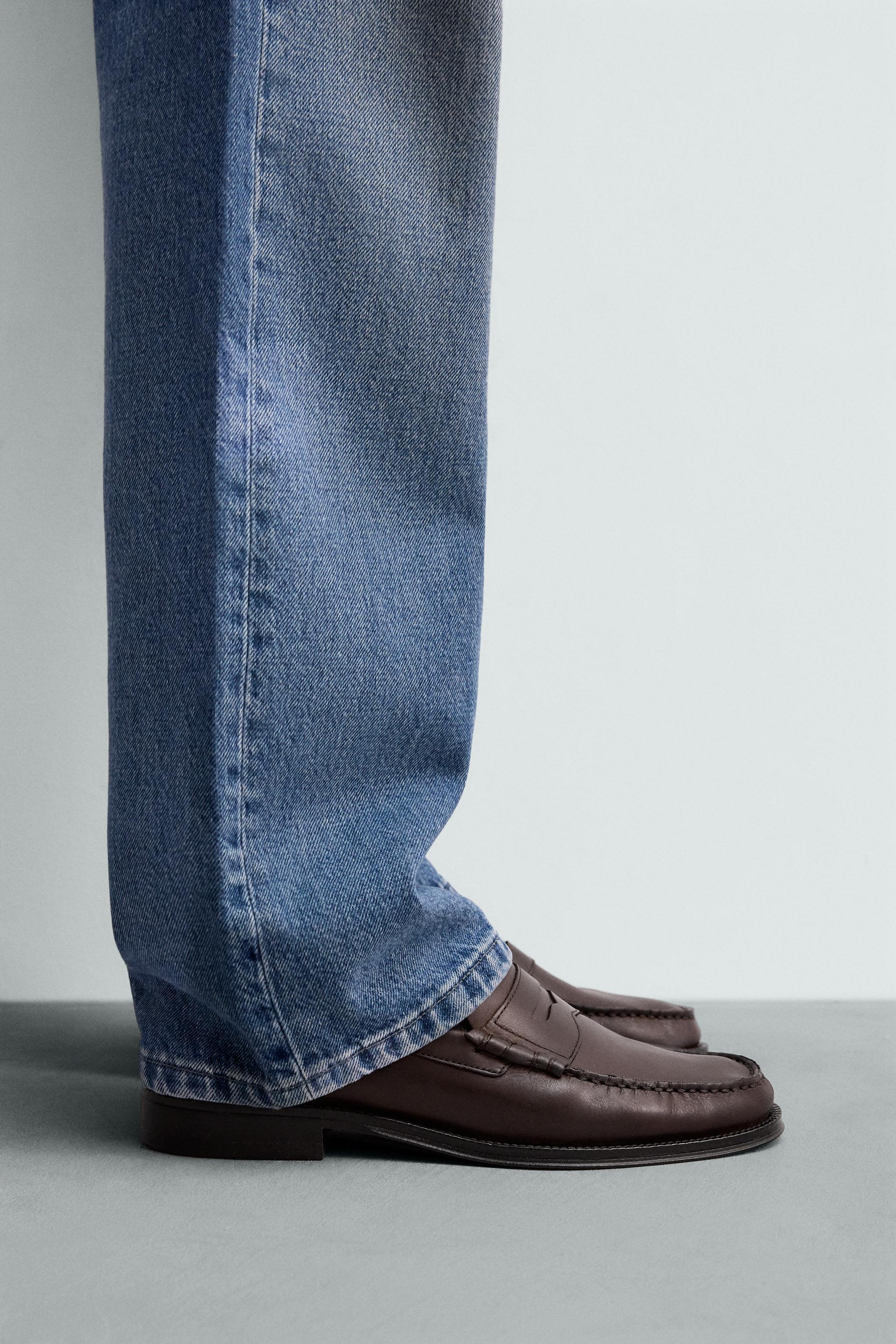 ペニーストラップ レザーローファー - ブラウン | ZARA Japan / 日本