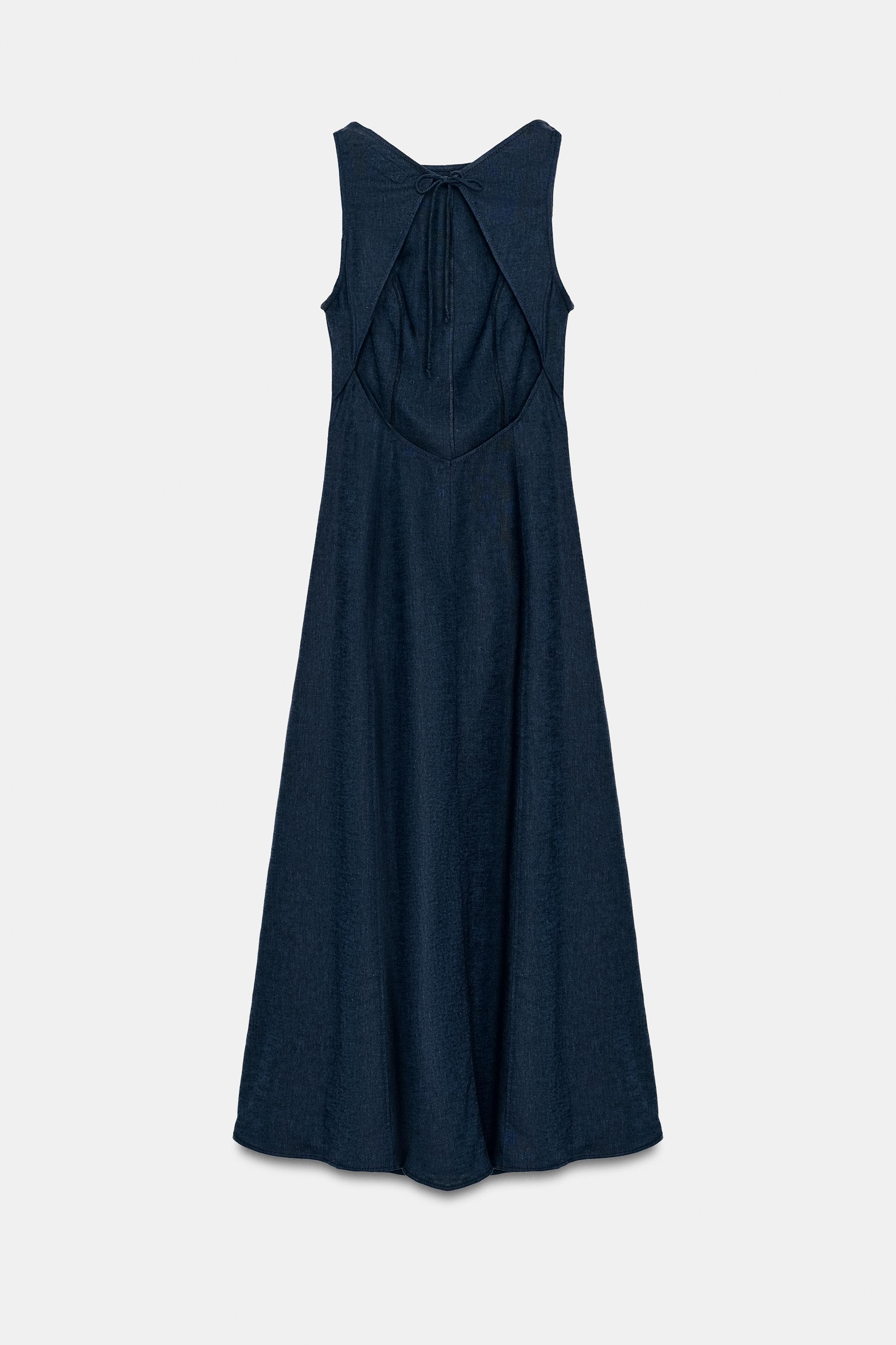LINEN OPEN BACK MIDI DRESS