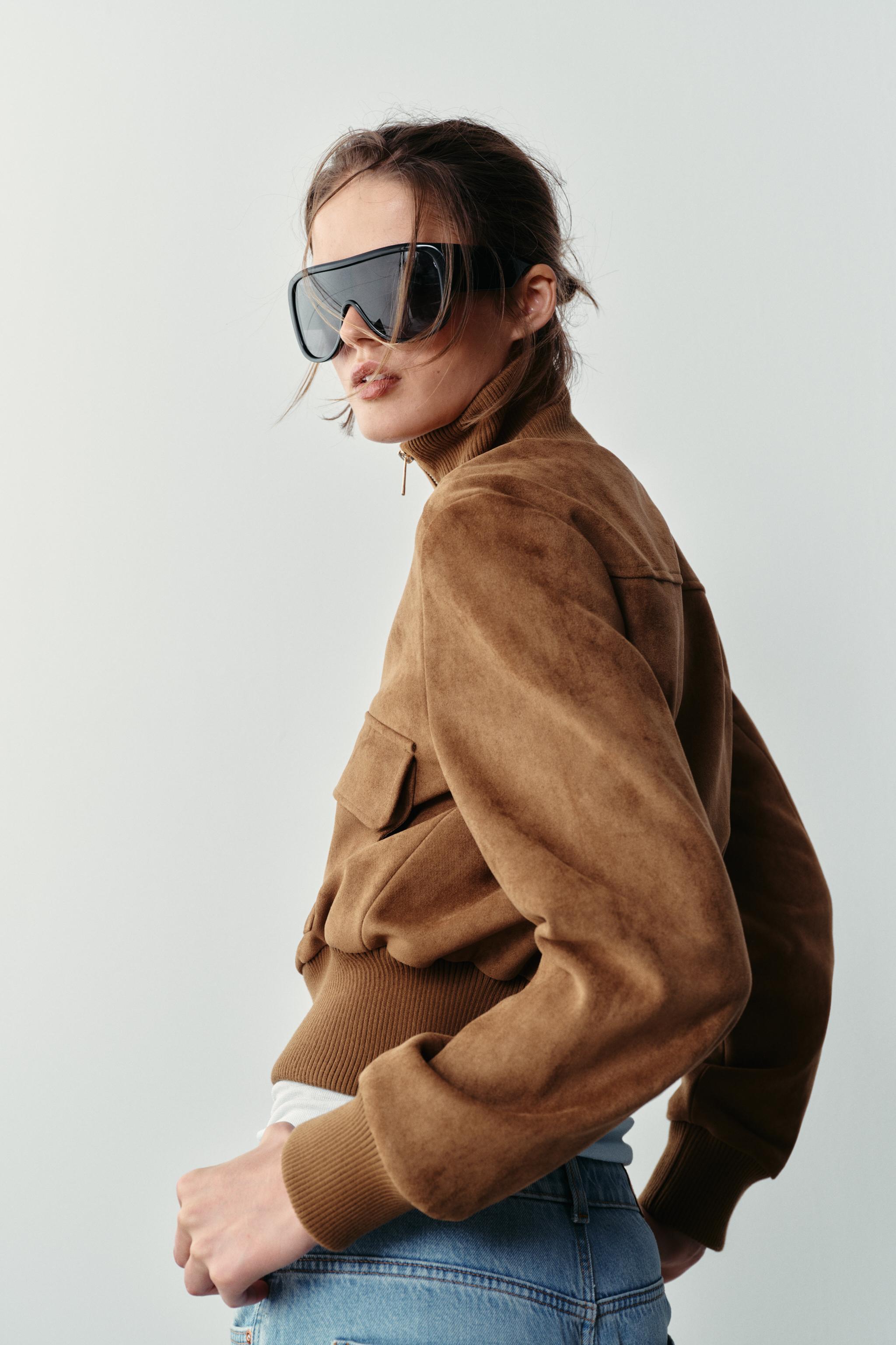 SUEDE-EFFECT BOMBER JACKET