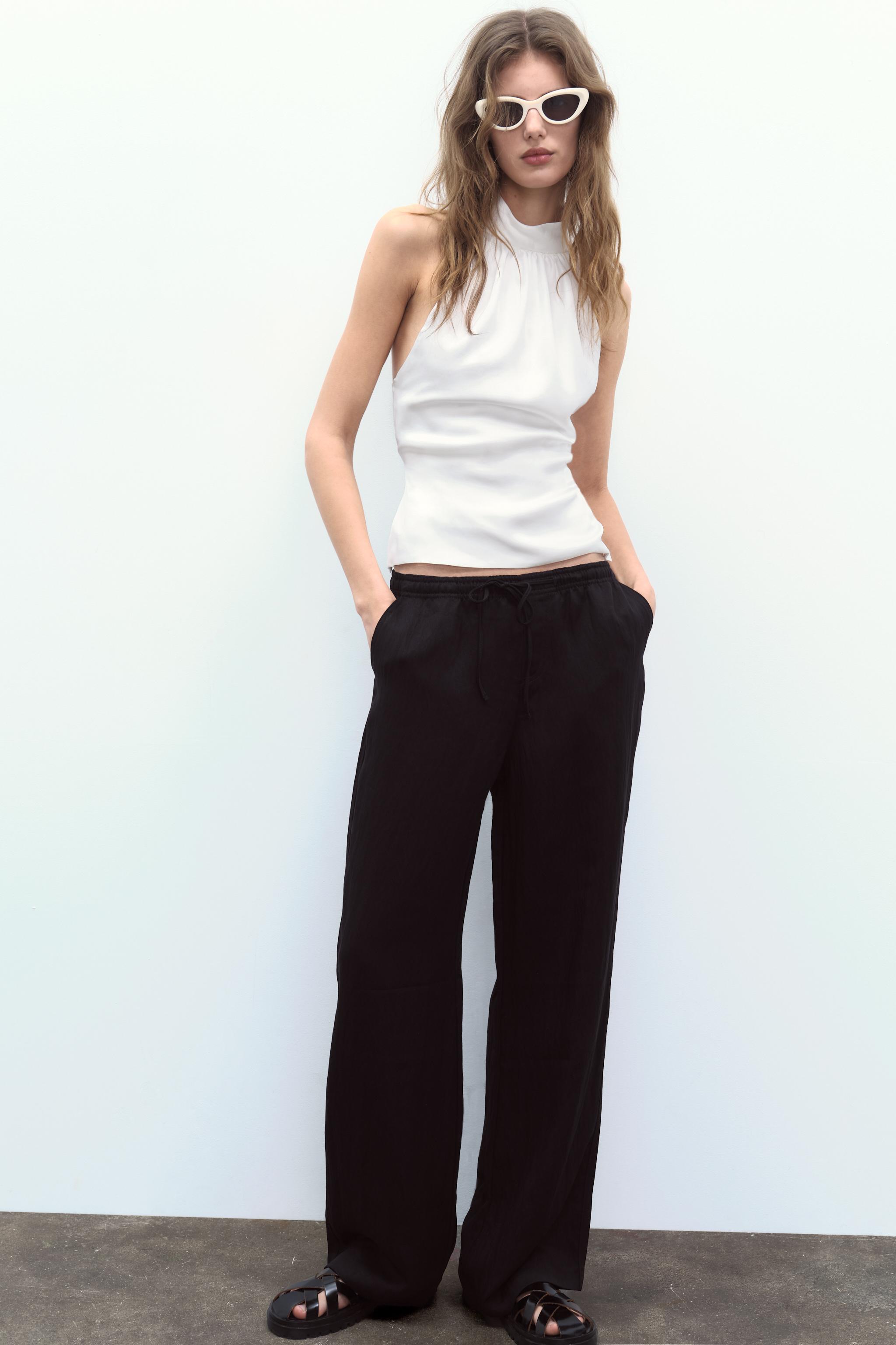 STRAIGHT FLOWING TROUSERS - Black