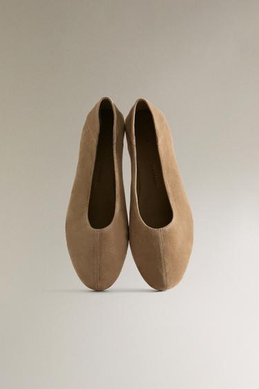 BALLERINES CUIR CROÛTE DE CUIR - Marron de Zara - Image 3