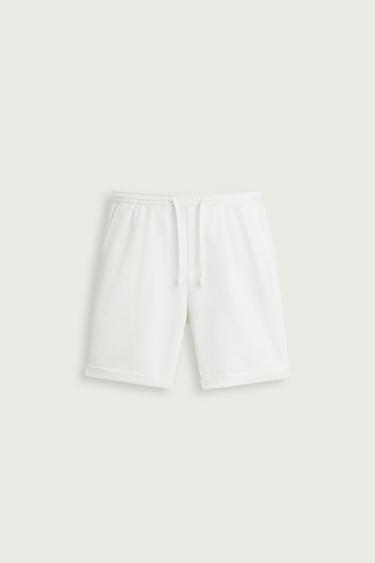 Zara STRETCH SHORTS - Oyster-white