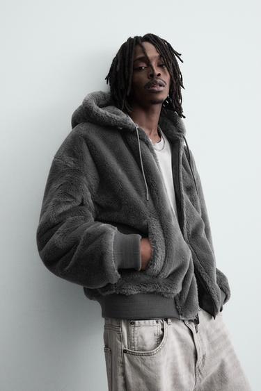 BLOUSON BOMBER RÉVERSIBLE EN MATIÈRE SYNTHÉTIQUE - Gris anthracite de Zara - Image 4