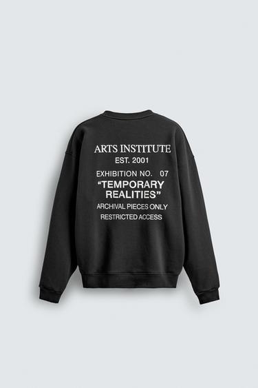 PRINTED SLOGAN SWEATSHIRT - Dark anthracite by Zara
