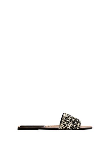 FLAT FABRIC SLIDER SANDALS