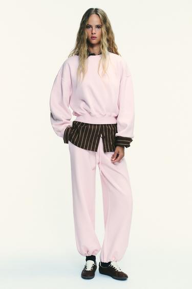BASIC STRAIGHT-LEG PLUSH TROUSERS - Pink by Zara