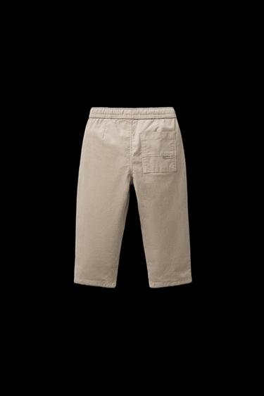 Zara LINED FINE-WALED CORDUROY PANTS - Light beige