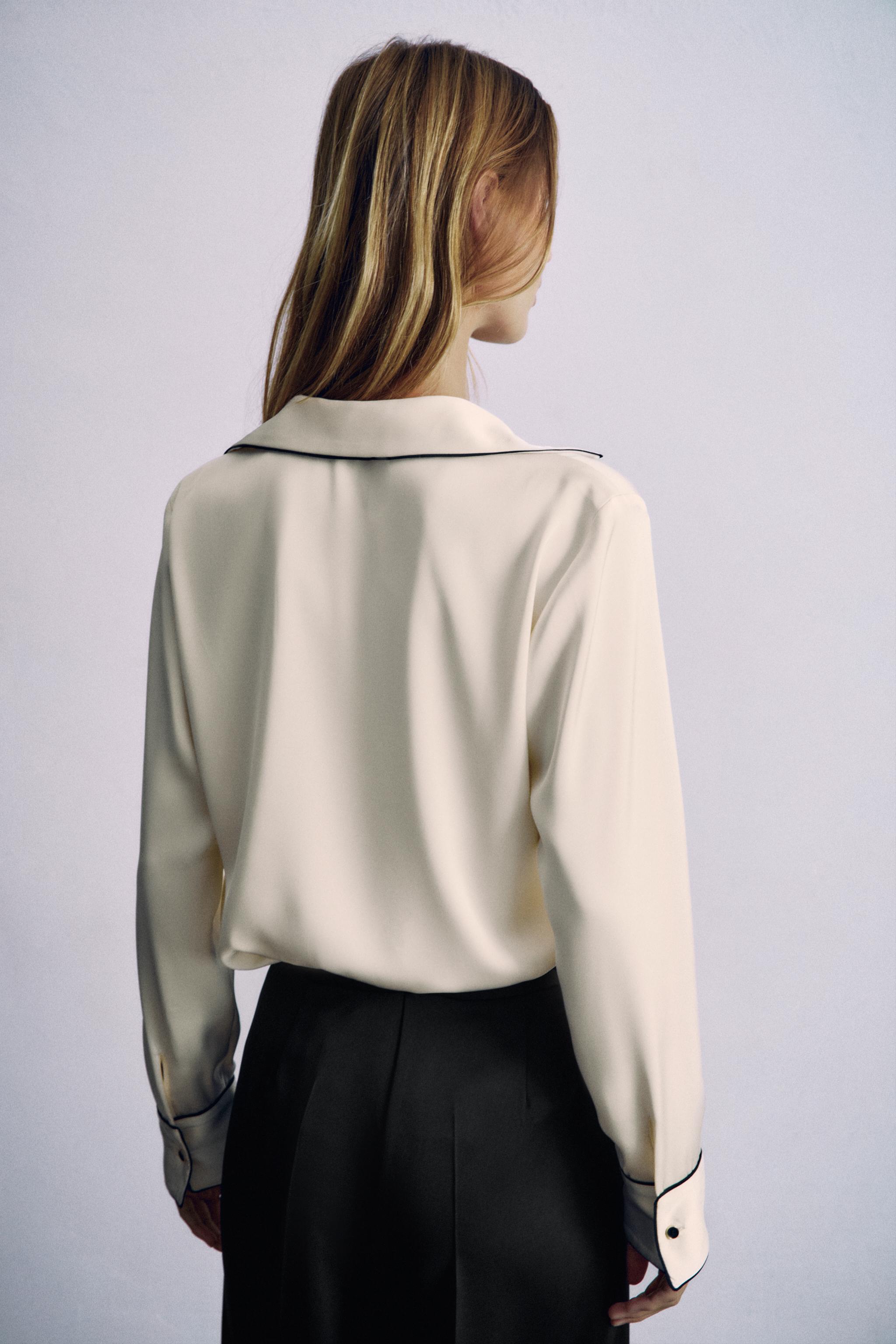 CHEMISE SATINÉE AVEC LISERÉS CONTRASTE