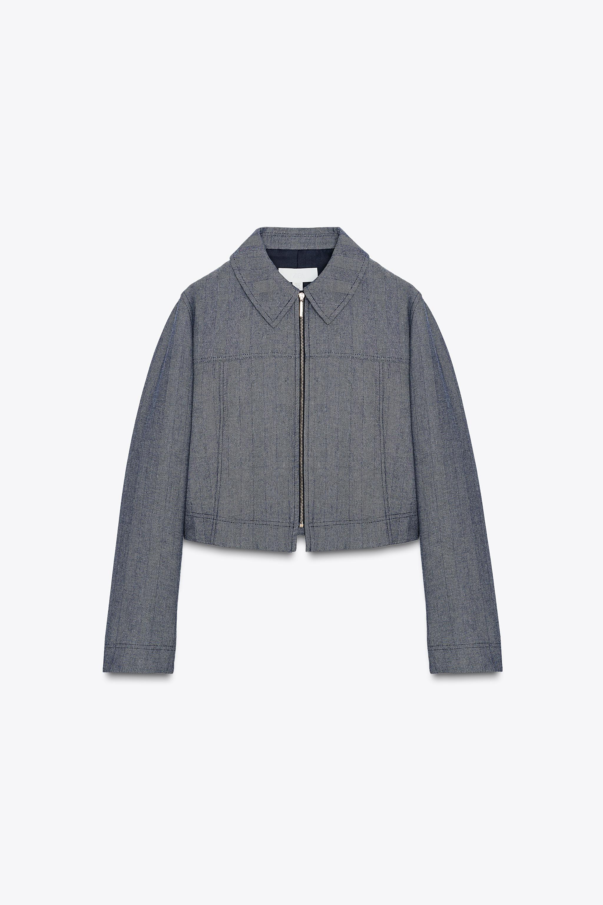 ジップアップクロップドジャケット - ブルー | ZARA Japan / 日本