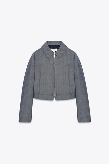 Zara SHORT ZIPPER JACKET - Blue
