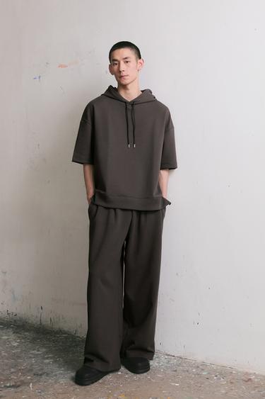 Zara INTERLOCK 打褶標籤長褲 - 深棕色
