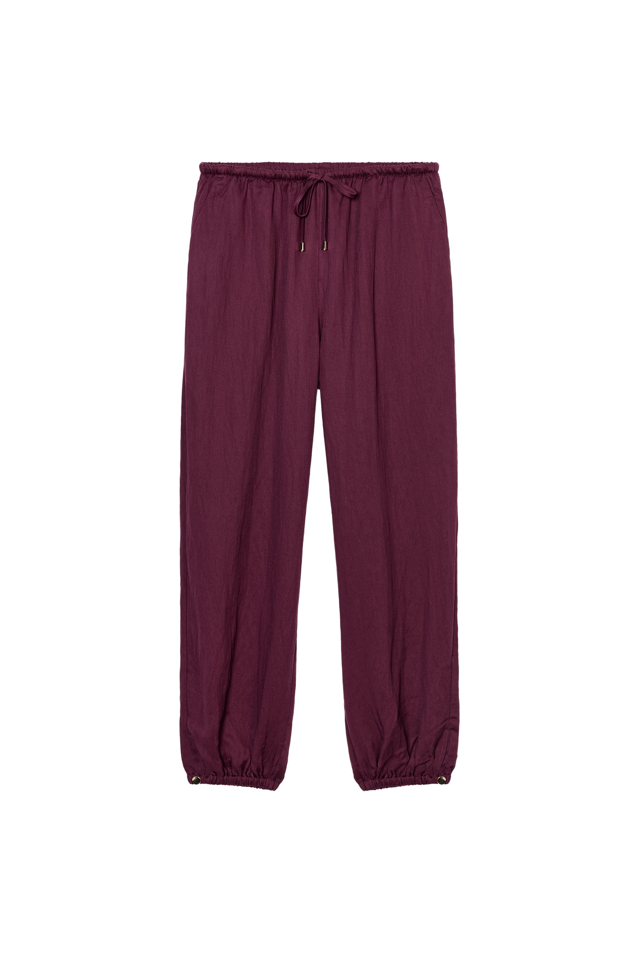 SAROUEL TROUSERS WITH BUTTONS - Aubergine | ZARA South Africa