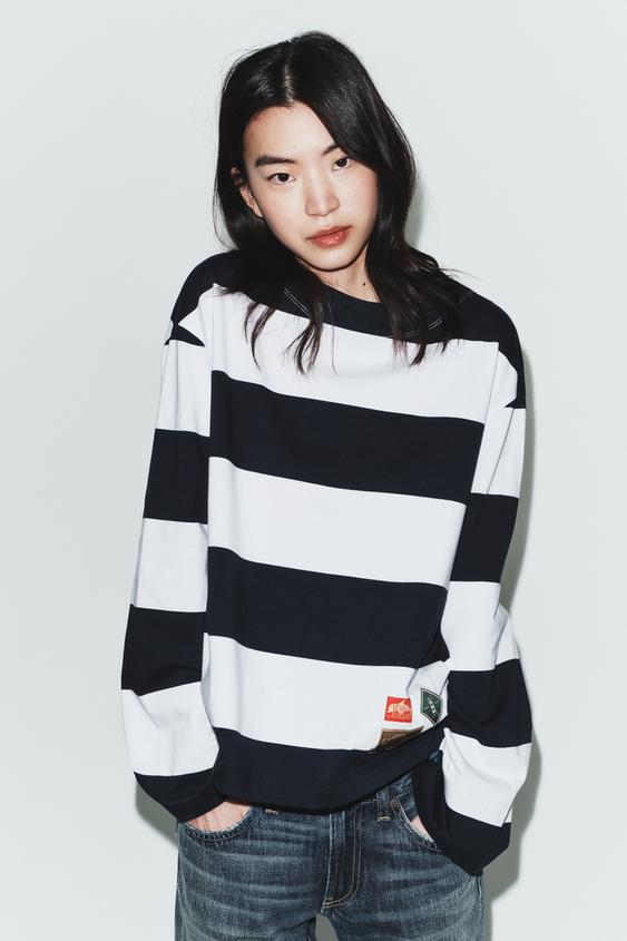 STRIPED LABEL T-SHIRT