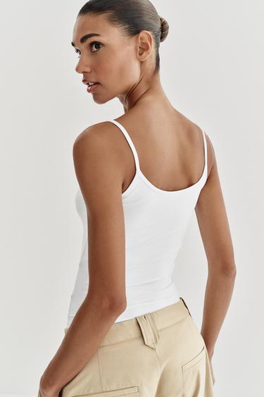 FINE STRAP POLYAMIDE T-SHIRT - White by Zara - Image 3