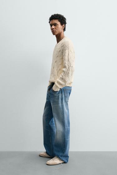 PULL DÉSAIGUILLÉ À TORSADES - Blanc cassé de Zara - Image 3