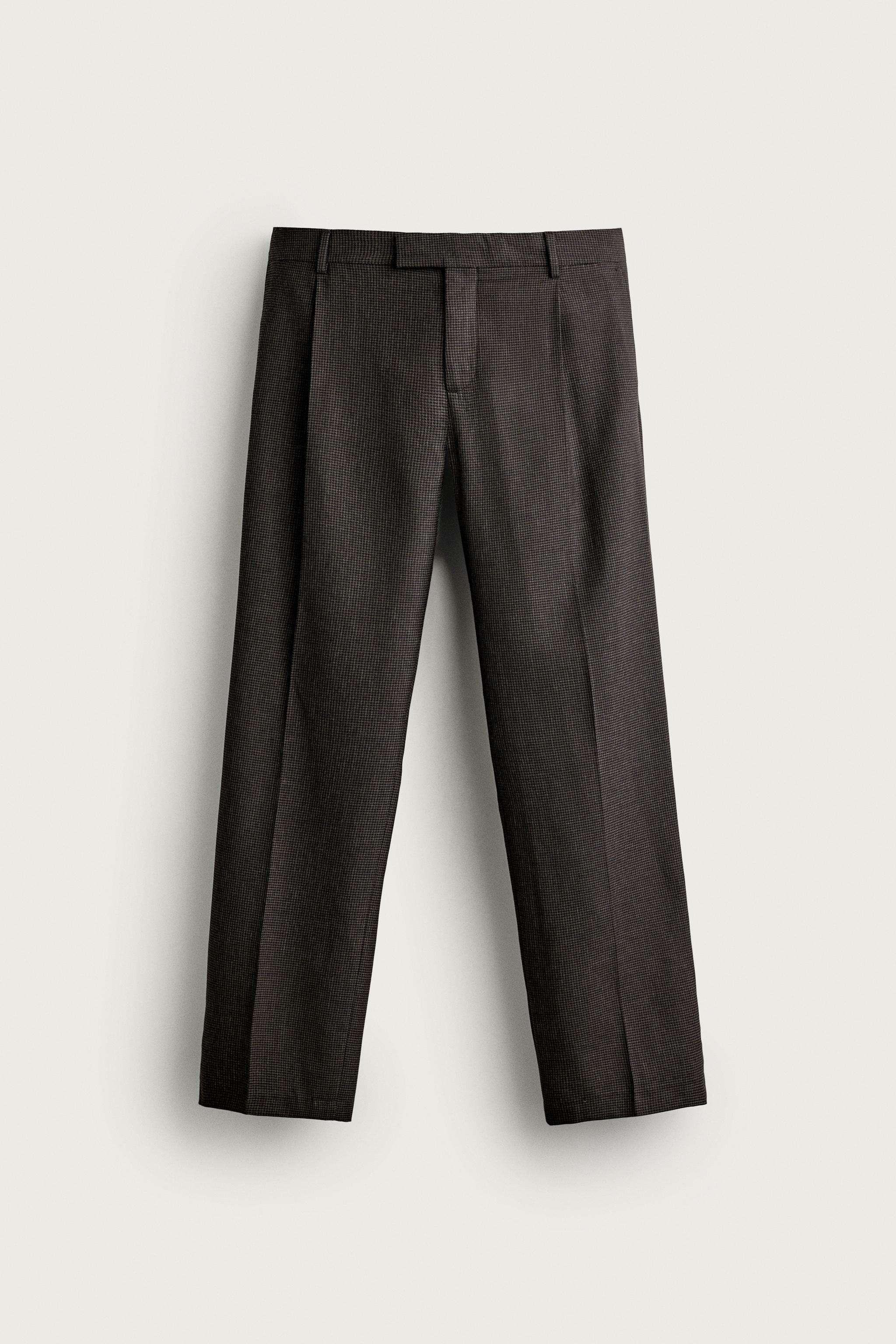 WOOL-BLEND HOUNDSTOOTH SUIT PANTS
