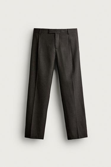 WOOL-BLEND HOUNDSTOOTH SUIT PANTS — Black / Brown 1