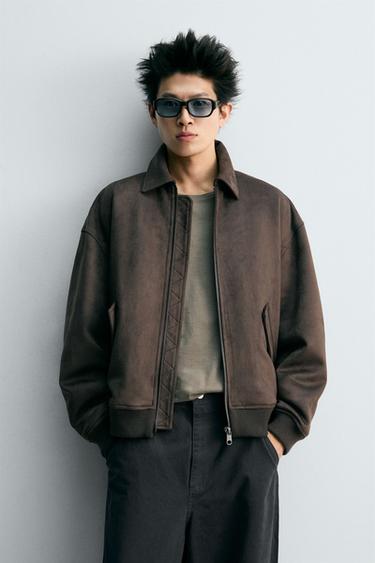 FAUX SUEDE QUILTED JACKET - Brown by Zara