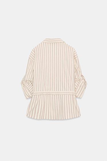 CHEMISE SAFARI À RAYURES - Écru de Zara - Image 5