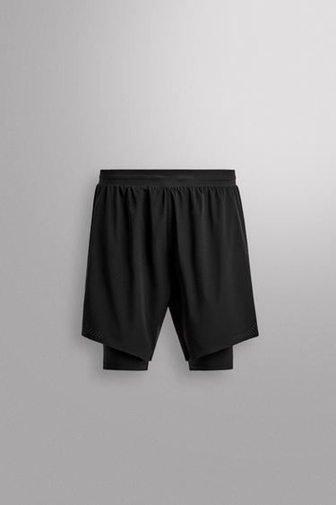 Zara 二合一跑步短褲 - 黑色