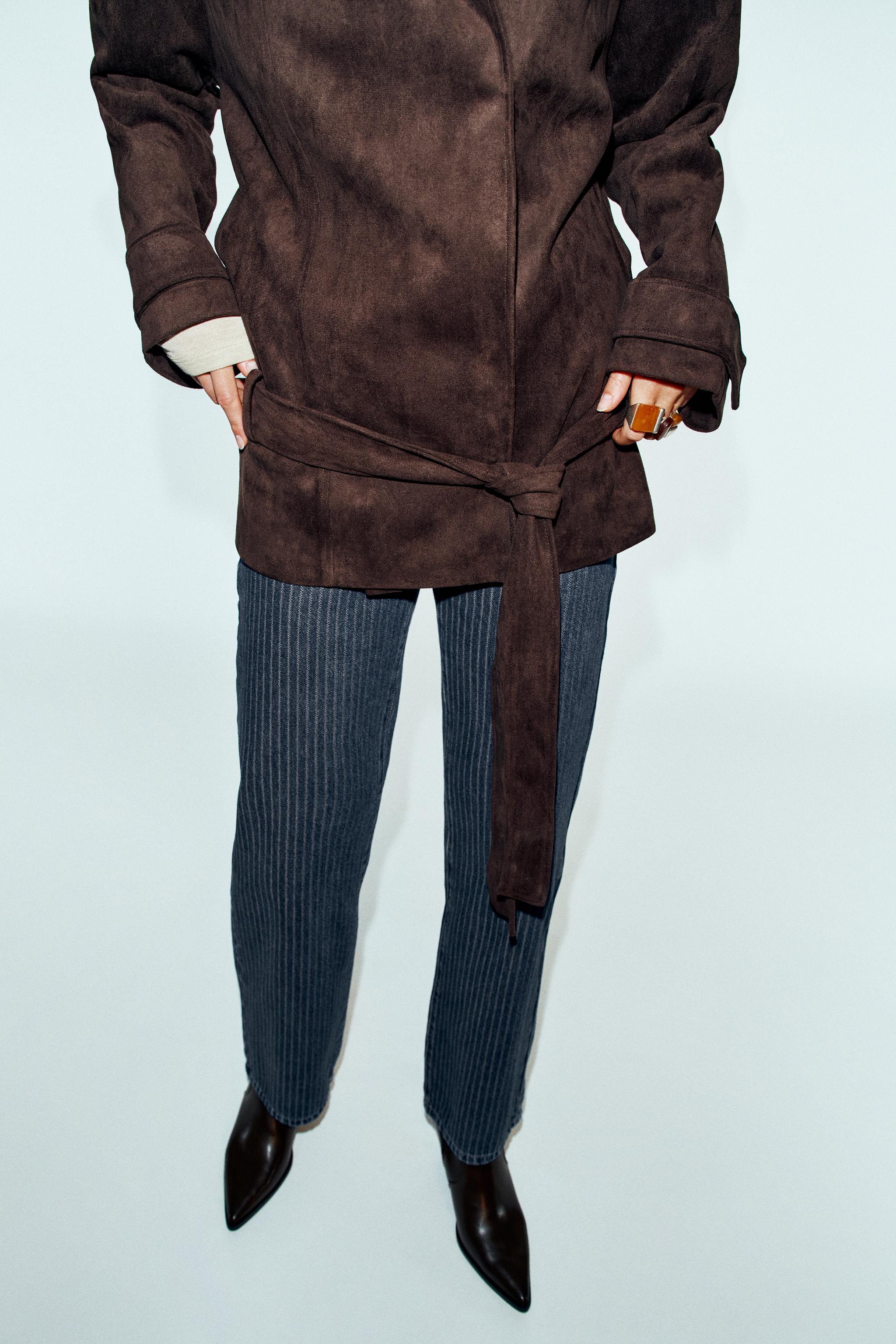 BELTED SUEDE EFFECT JACKET