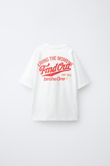 SLOGAN PRINT T-SHIRT - Oyster-white by Zara