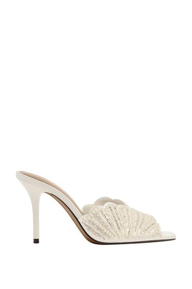 Zara SANDALE S POTPETICOM I UMJETNIM BISERIMA – Bijela